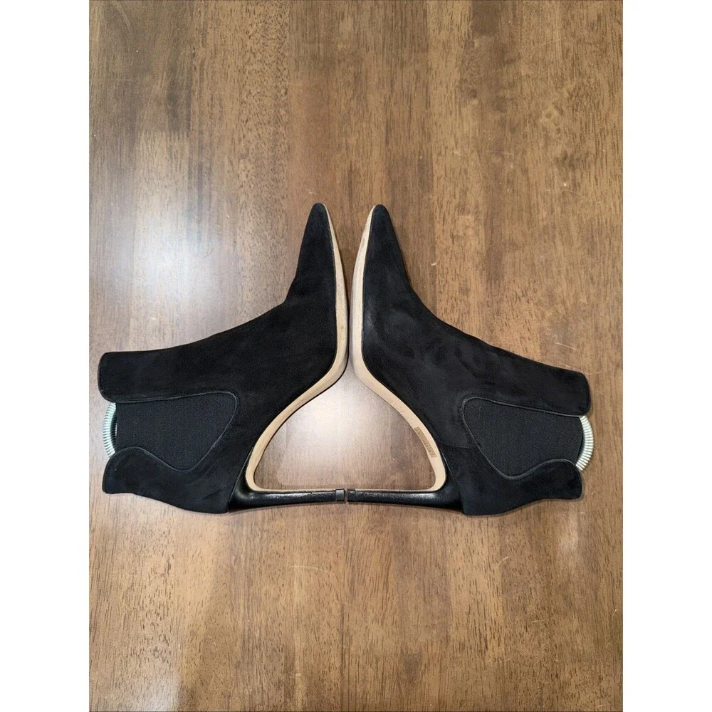 Tory Burch Pointed Toe Ankle Booties Black Leather Stiletto Heel Chelsea 7M